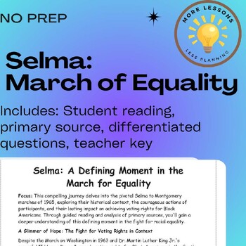 Preview of Salma Marches Deep Dive: Civil Rights Reading Comprehension Worksheet