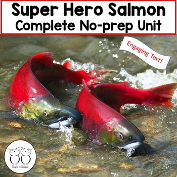 Preview of Salmon Life Cycle Unit Info Text Activity Game Art Poetry Math