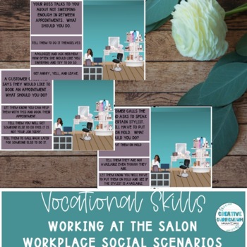 Preview of A Salon Vocational Task Customer Service & Workplace Social Scenarios Task Cards