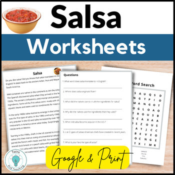 Preview of Salsa Worksheet and Recipe - Culinary Arts - FACS - Home Economics, Recipes