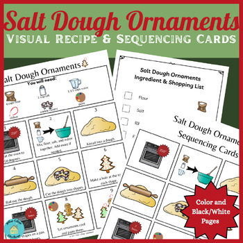 Preview of Salt Dough Christmas Ornaments Visual Recipe & Sequencing Cards|Christmas Craft