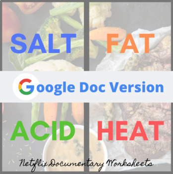 Preview of Salt Fat Acid Heat Documentary Worksheets - GOOGLE DOC version (Culinary Arts)
