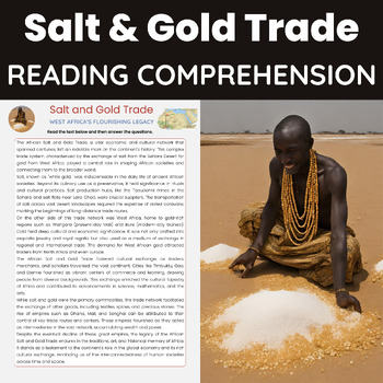 Preview of Salt and Gold Trade Reading Comprehension | West Africa Empires Reading