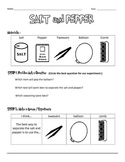 Salt and Pepper Experiment Data Sheets