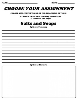 Preview of Salts and Soaps UDL Choice Board Worksheet