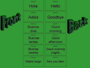 Preview of Saludos Spanish Greetings and Goodbyes Flash Cards