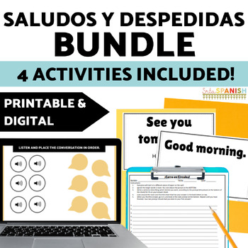 Preview of Saludos y Despedidas Spanish Worksheets Greetings Vocabulary Practice Activities