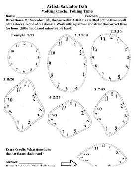 Preview of Salvador Dali Melting Clocks Classroom Activity