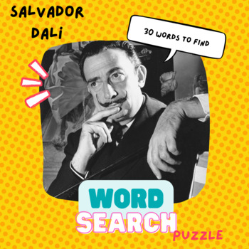 Preview of Salvador Dali Word Search Puzzle - Salvador Dali Activity - Famous Artists