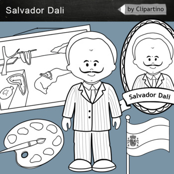 Preview of Salvador Dali clipart  BW - Artists Clip Art