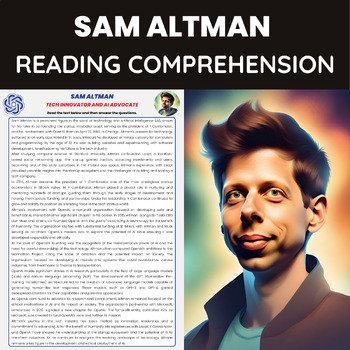 Preview of Sam Altman Biography Reading Passage for AI Artificial Intelligence  Technology