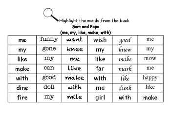 Preview of Sam and Papa (Getting Started Lesson 5) - Find the Words Worksheets