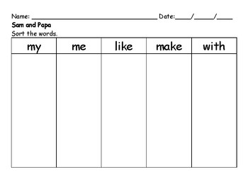 Preview of Sam and Papa (Getting Started Lesson 5) - Sort the Words by Font Worksheet