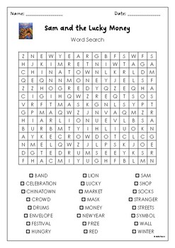 Sam and the Lucky Money by Karen Chinn Word Search by MsZzz Teach