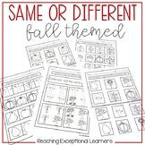Same or Different Fall Worksheets