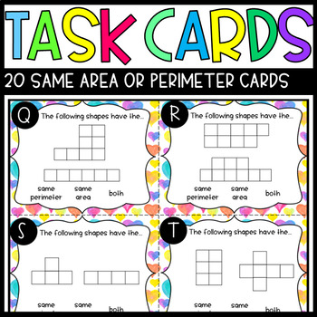 Same Perimeter, Area, or Both - Task Cards by Grace Hartman | TpT