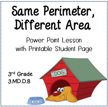 Preview of Same Perimeter, Different Area Power Point Lesson with Printable Student Page