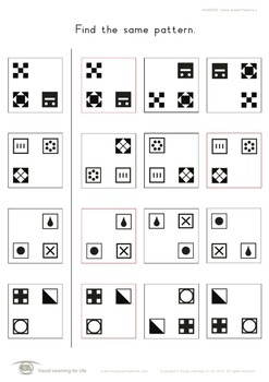 same spatial patterns visual perception worksheets tpt