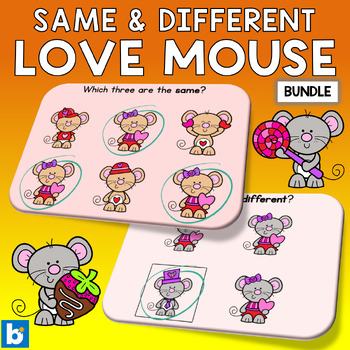 Preview of Same and Different Boom Cards - Love Mouse