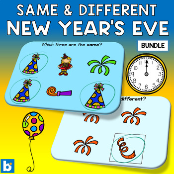 Preview of Same and Different Boom Cards - New Year's Eve