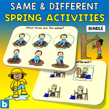 Preview of Same and Different Boom Cards - Spring Activities