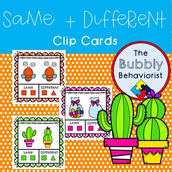 Preview of Same and Different Clip Cards