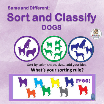 Preview of Same and Different Dogs FREE - Shape & Color Matching Game