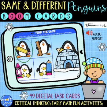 Preview of Same and Different Winter Penguins digital cards