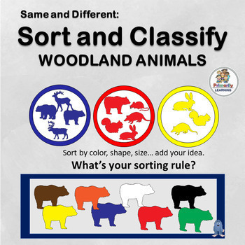 Preview of Sorting and Classifying Woodland Animal Shapes - Sorting Activities & Graphing