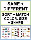 Same and Different Worksheets | Sort and Match Attributes: