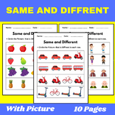 Same and different picture practice worksheets | kindergar