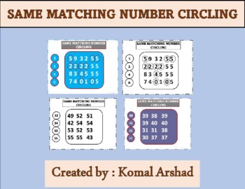 Preview of Same matching number circling colorful and BW pages.