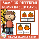 Same or Different Pumpkin Clip Cards Thanksgiving