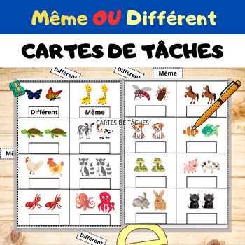 Preview of Same or Different Task Cards - in French -