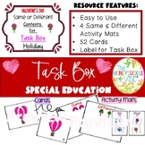 Valentines Day Same or Different Task Box Independent Cent