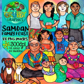 Preview of Samoan Family Feast Clip Art