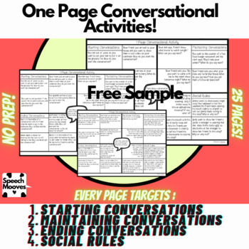 Preview of Freebie 1 Page Conversational Activities Sample
