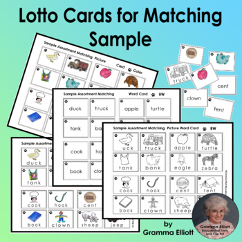 Sample Assortment Lotto Matching Cards