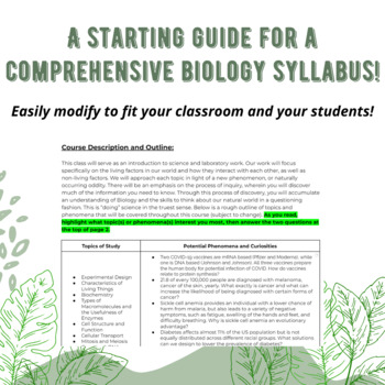 Preview of Sample Biology Syllabus