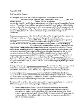 sample middle school assistant principal cover letter