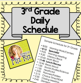 Preview of Sample Daily Schedule for 3rd Grade