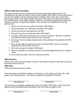 Ffa Officer Duties Worksheet