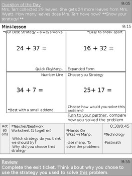 Preview of Sample Lesson Plan - Using Various Strategies for Double Digit Addition