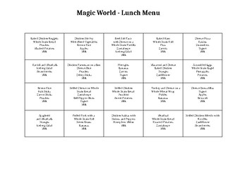 Preview of CACFP Sample Lunch Menu