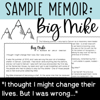 Preview of Sample Memoir - Personal Narrative Mentor Text - "Big Mike"
