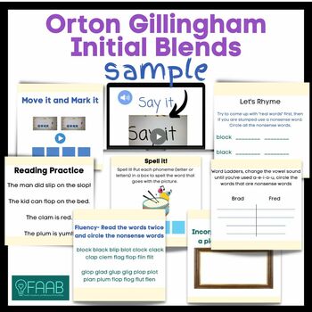 Preview of Sample-Orton Gillingham/Phonics Initial Blends, appropriate for older students!