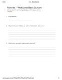 Sample: Parent Survey Questions (Start of School Year)