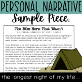 Sample Personal Narrative Mentor Text - With Checklist of 