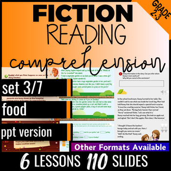 Preview of Food Fiction Reading Passages and Comprehension Questions PowerPoints
