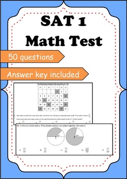 Preview of Sample SAT Math multiple choice test with answer key